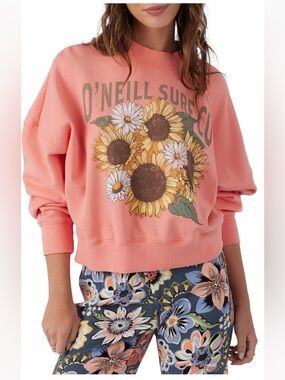 O'Neill Coral Sunflower Crewneck Sweatshirt (Size S)